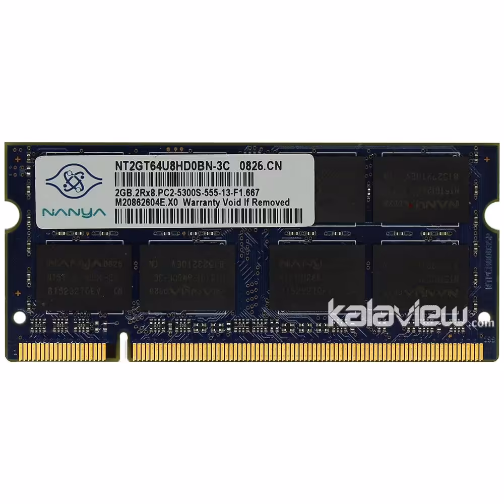 رم لپ تاپ نانیا 2GB مدل DDR2 باس 667MHZ-5300 چین NT2GT64U8HD0BN-3C تایمینگ CL5