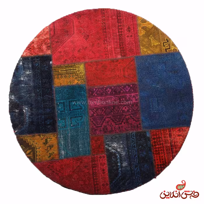 فرش گرد دستباف کلاژ کد 5070