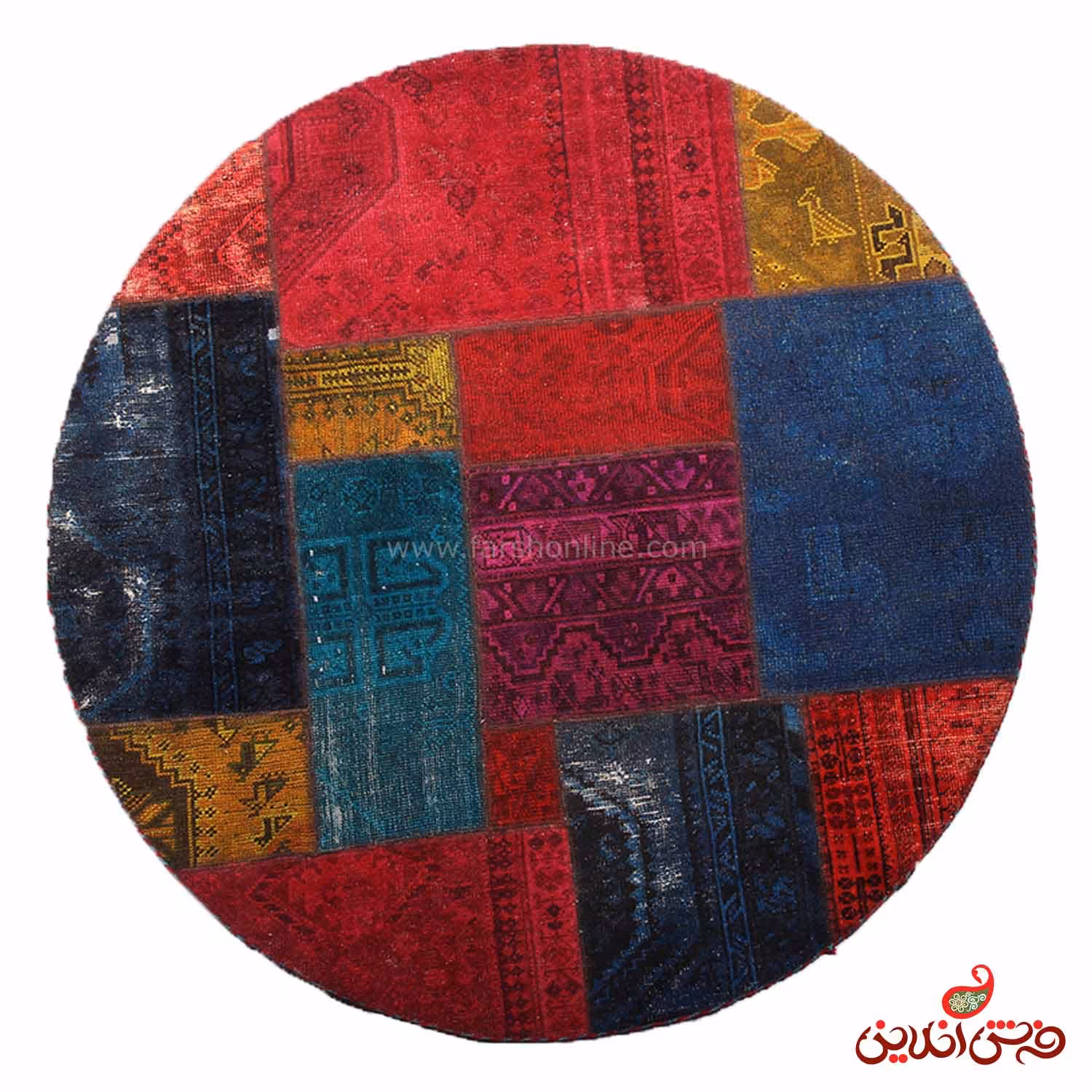 فرش گرد دستباف کلاژ کد 5070