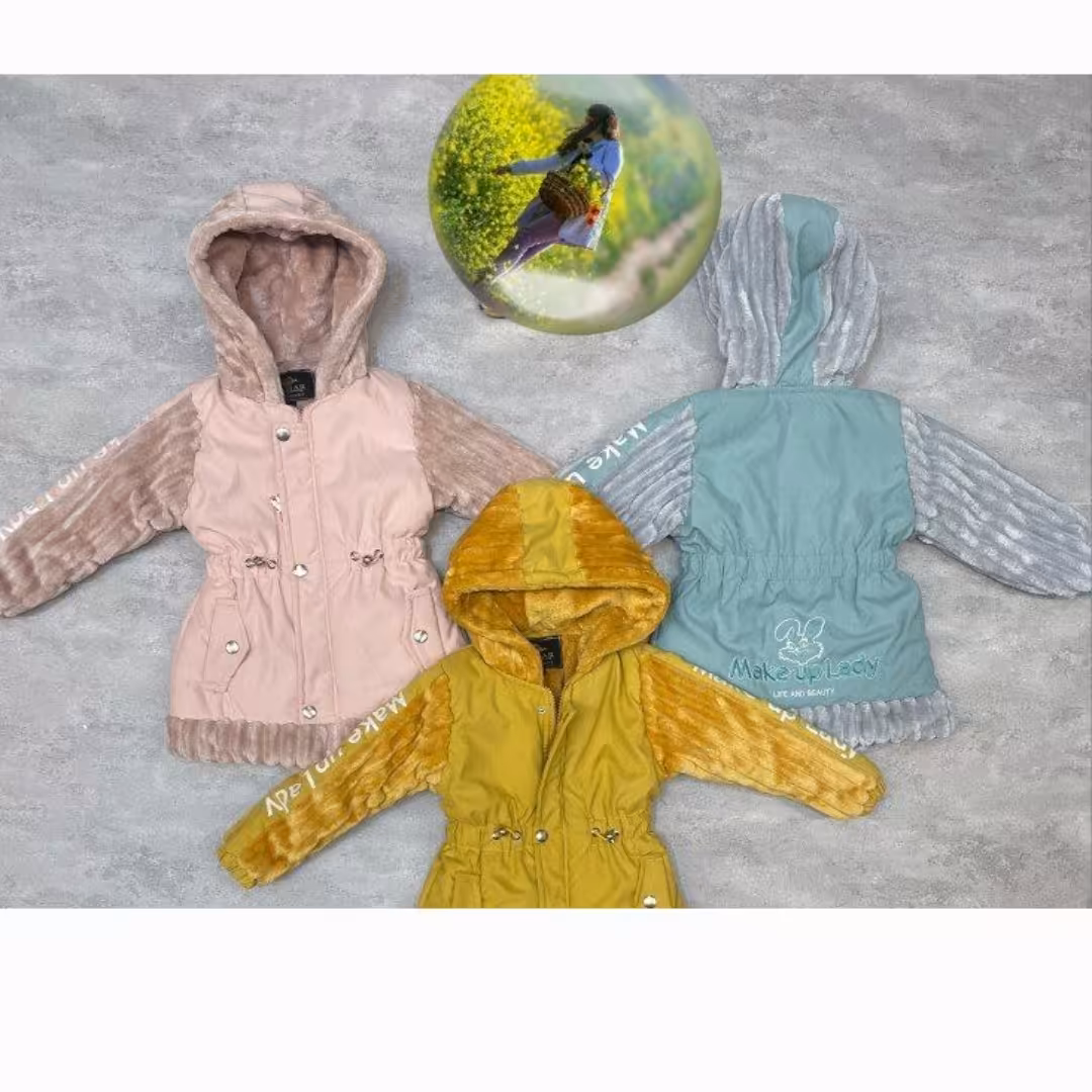 کاپشن دخترانه استین پولیشی سایز زیر یک سال تا 5سال