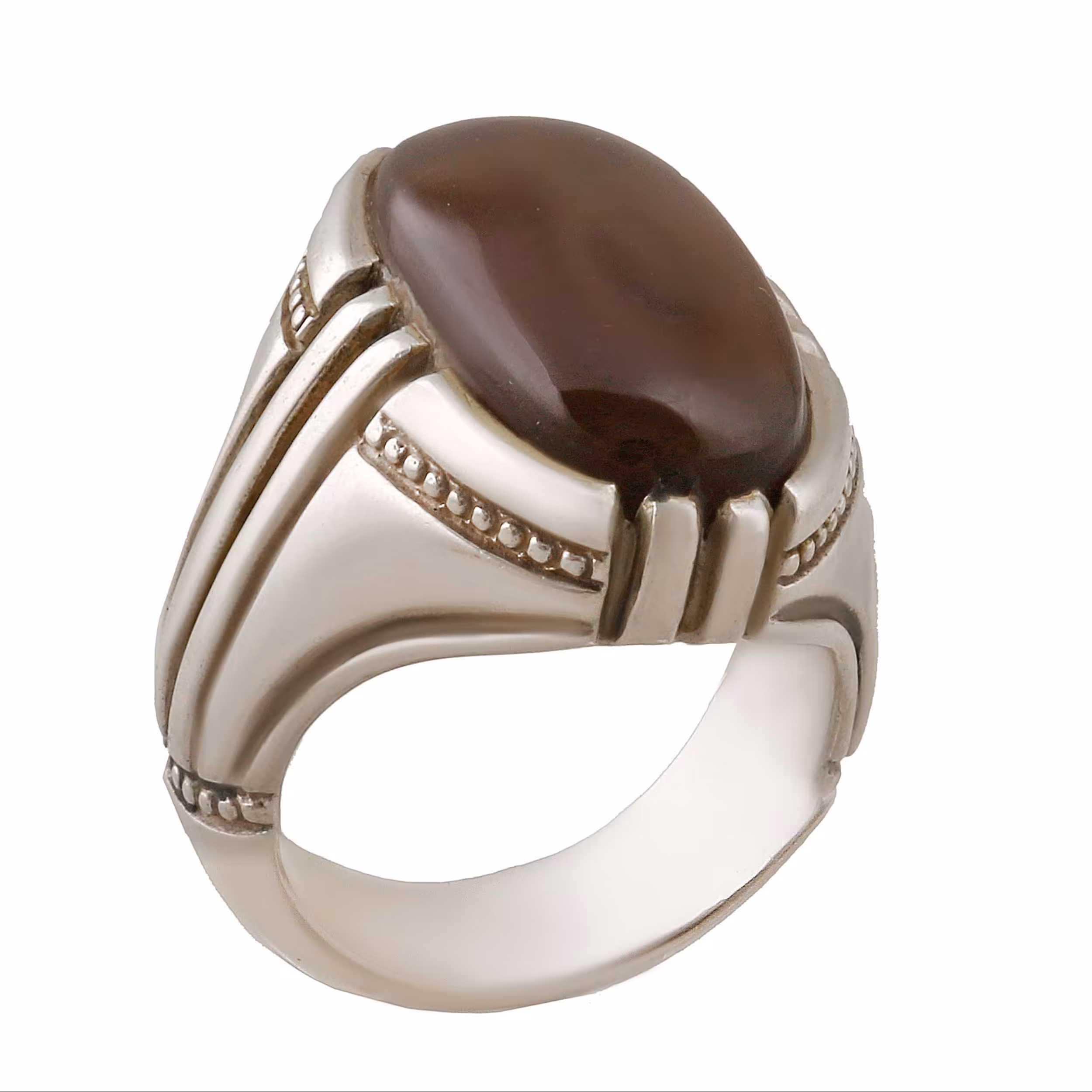 انگشتر نقره مردانه  بازرگانی میلادی مدل رکاب دست ساز سنگ عقیق یمنی کد AM2819