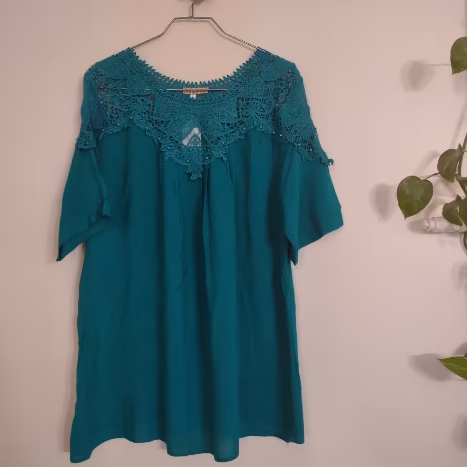 شومیز گیپوردار  نخی سایز لارج