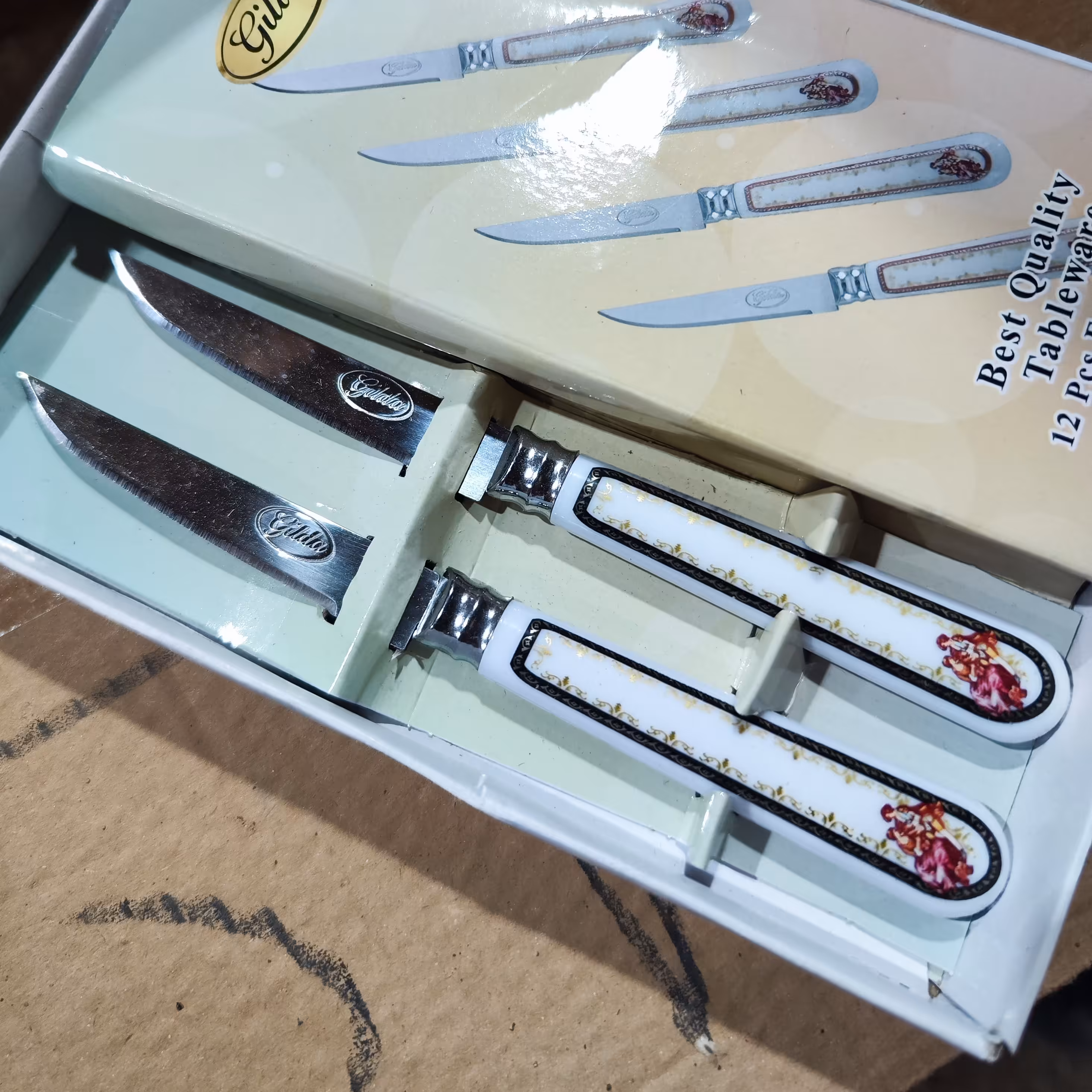 چاقو میوه خوری گیلدا طرح لمونژ طرح 8070W بسته 12 عددی در 3 طرح