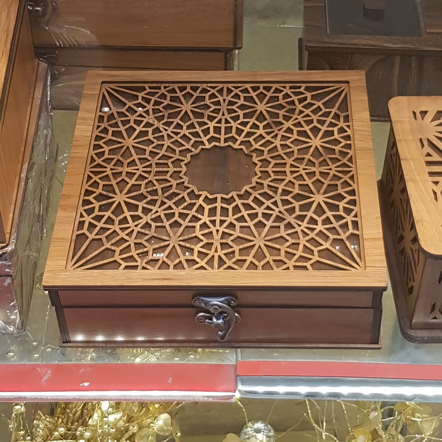 تی باکس چوبی  مدل شمسه سایز کوچک 