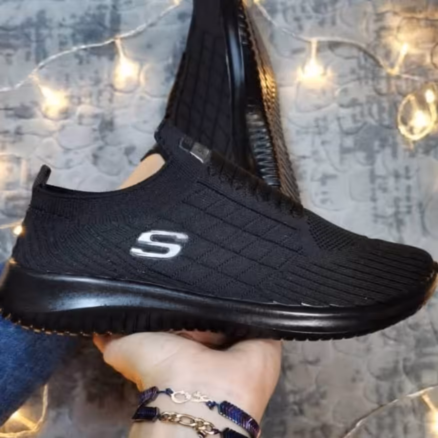 کفش کتونی اسکیچرز مخصوص پیاده روی مشکی وطوسی