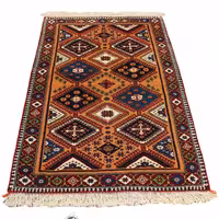 فرش دستبافت 1.5 متری زمینه شکلاتی نقشه خشت لوزی یلمه شیراز کد 0685