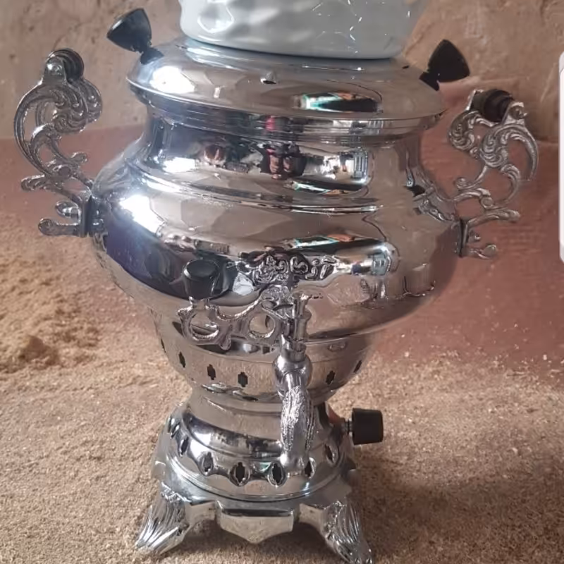 سماور گازی 6 لیتری با قوری چینی 