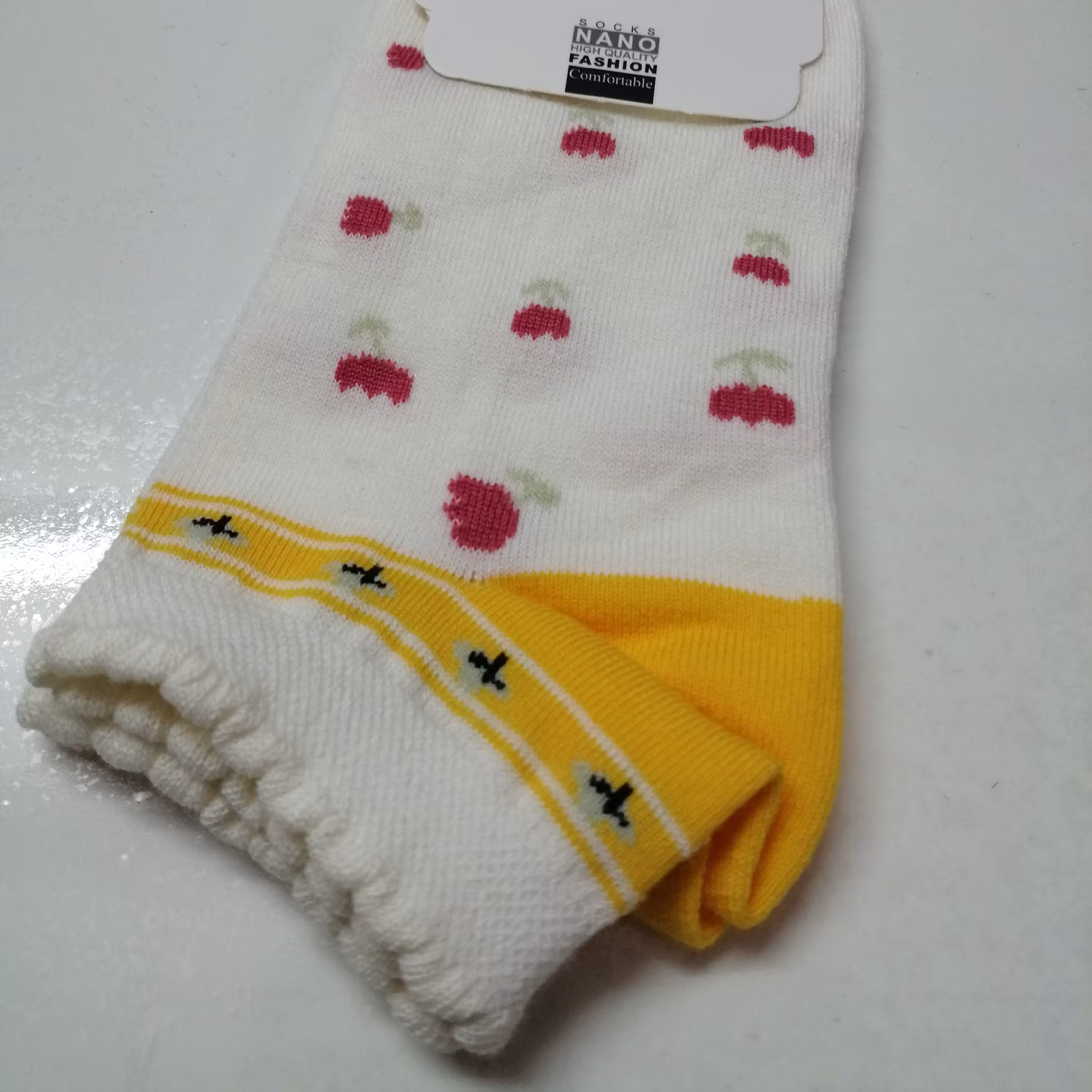 جوراب مچی فانتزی،گل دار، نخ پنبه، تراکم بالا