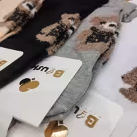 جوراب جنس کتان زنانه و دخترانه ساق کوتاه خرسی