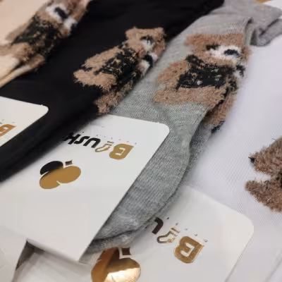 جوراب جنس کتان زنانه و دخترانه ساق کوتاه خرسی