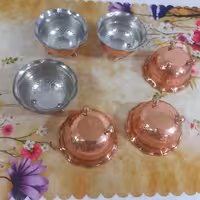  پیاله ننقلات و هفت سین مسی، 3 تا باهم  3 پایه برنجی، نانو شده