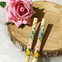 چاپستیک یا چوب غذاخوری چینی جنس بامبو طرح گلدار زیبا