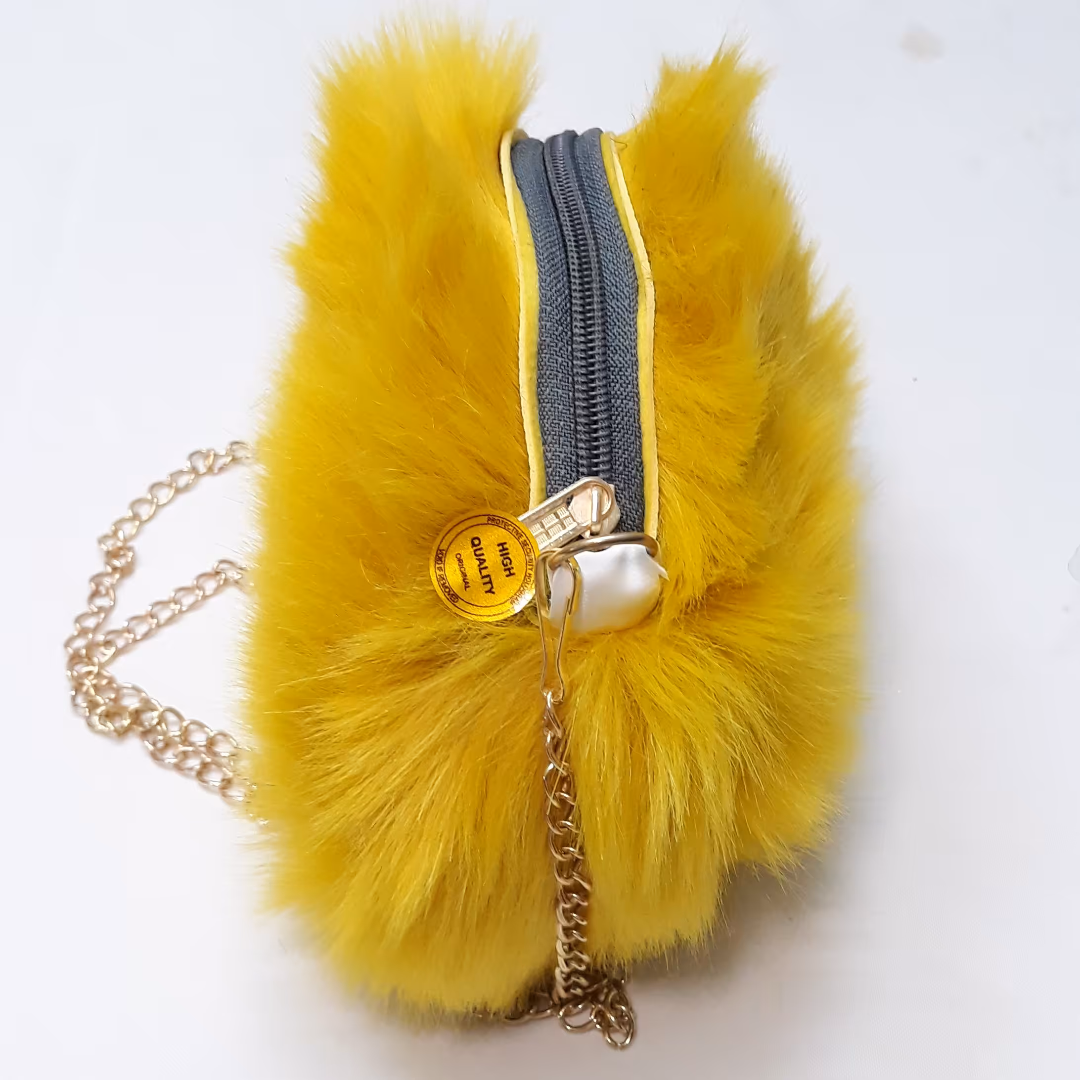 کیف دخترانه رو دوشی پشمکی زرد