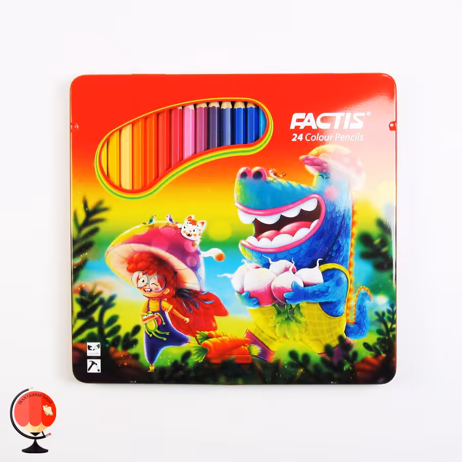 مداد رنگی 24 رنگ جعبه فلزی طرح قارچ فکتیس