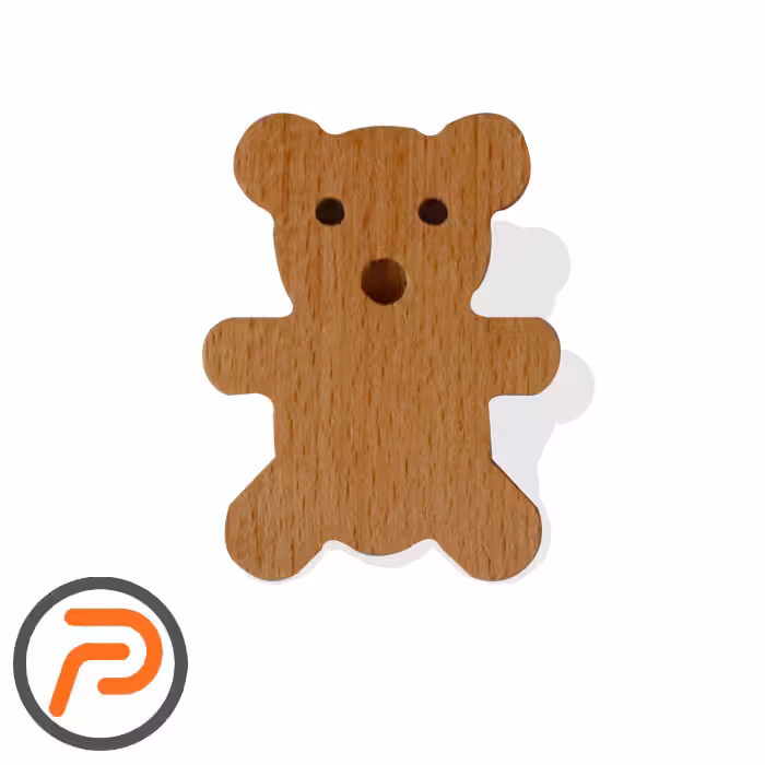 دستگیره چوب راش مدل خرس قهوه ای