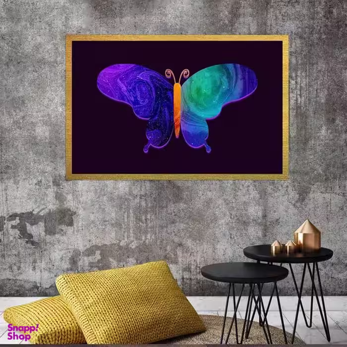 تابلو بکلیت طرح پروانه رنگی مدل قاب شاسی T-S7389