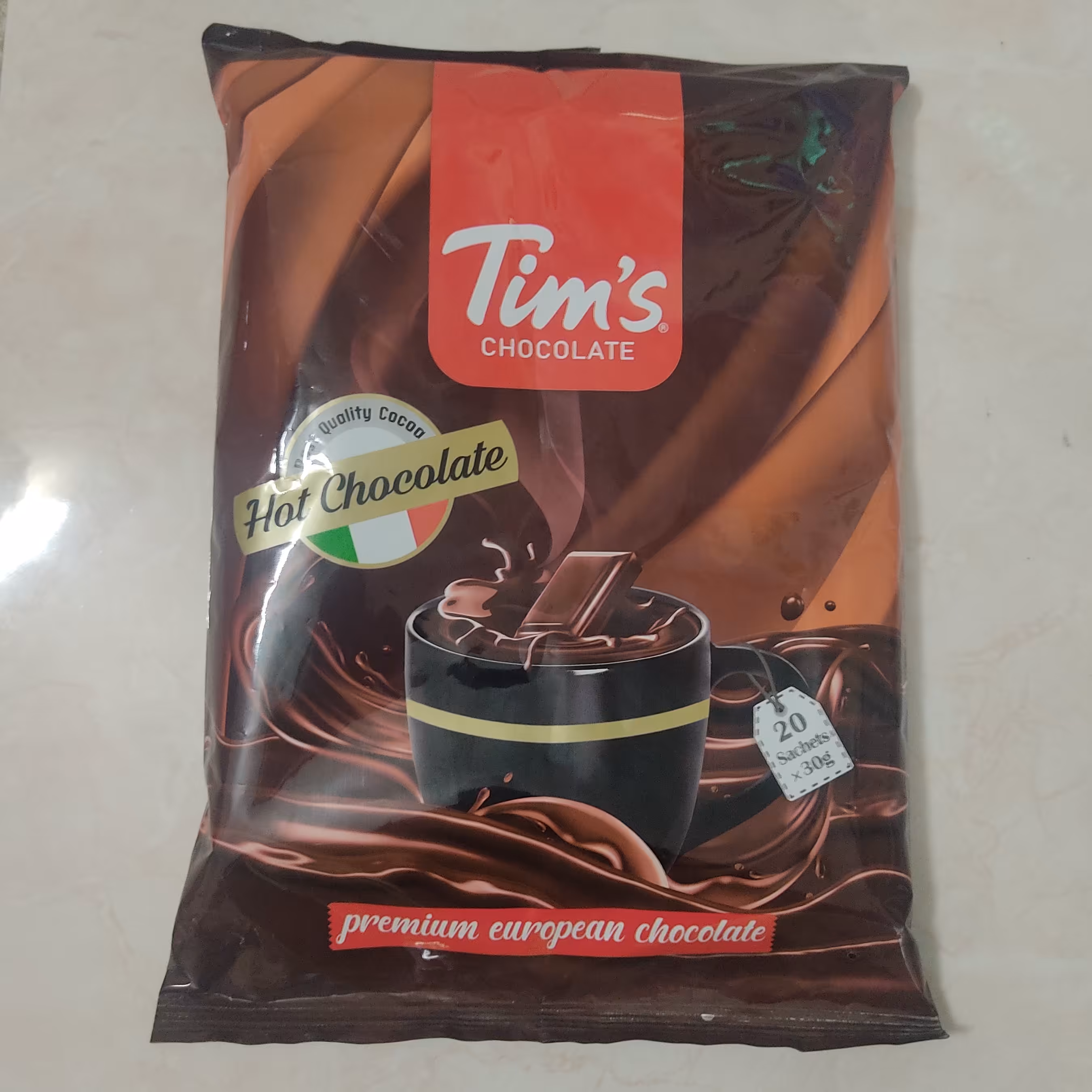 هات چاکلت،  برند تیمز ، بسته بیست عددی ، بیست بسته سی گرمی