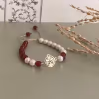 دستبند پلاک طلا و مهره انار