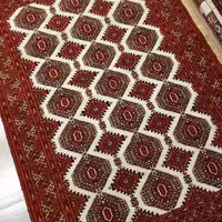 قالیچه دستباف ترکمن، سه متری، طرح کجاوه گل، ارسال رایگان، پشم