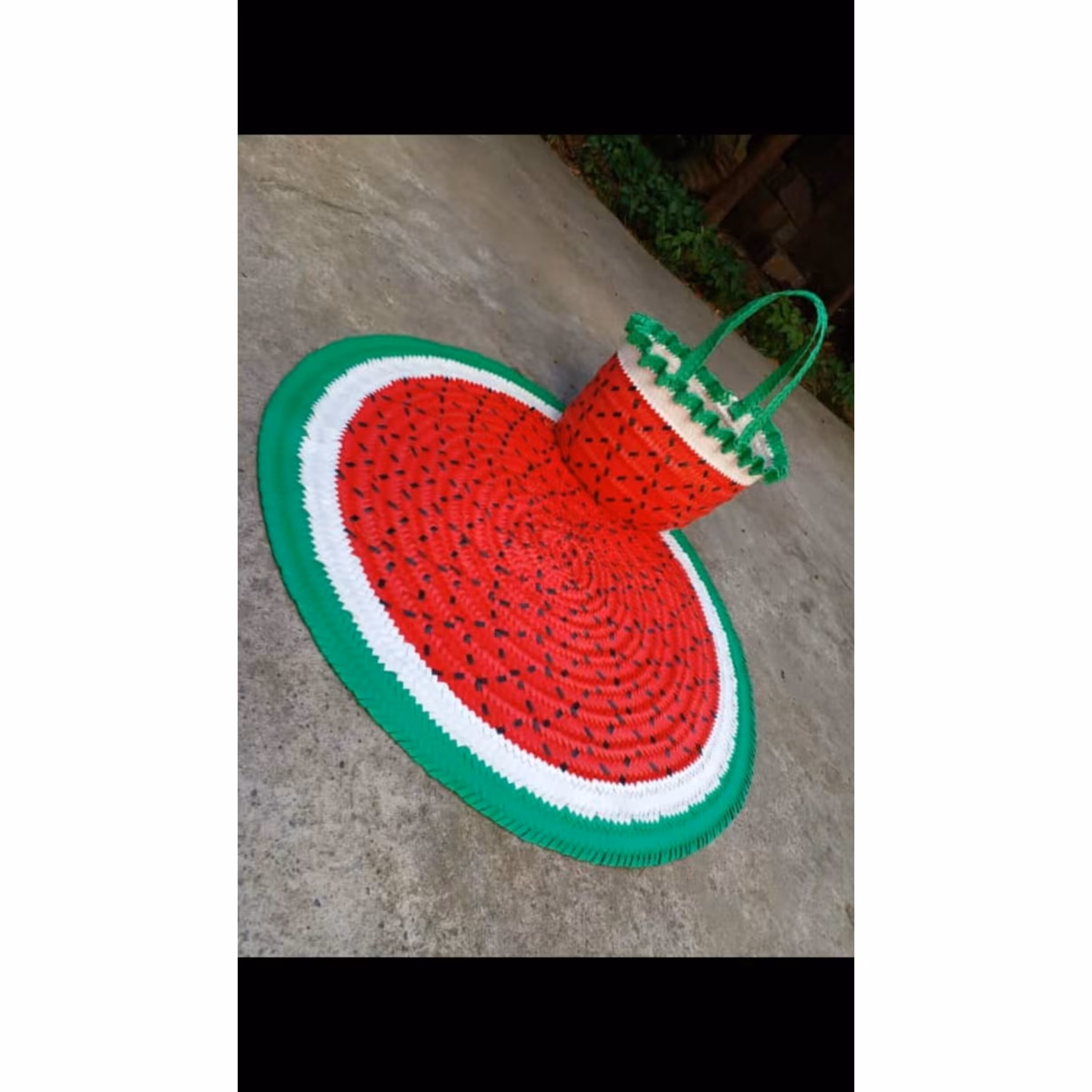 ست سفره و زنبیل هندوانه ای