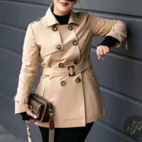 ترنچ کت بارانی دو حالته کتان زارا سایز بندی 36تا46