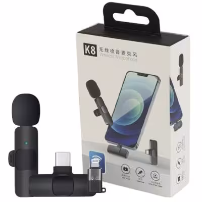 میکروفن یقه ای تایپ سی همراه با تبدیل لایتنینگ آیفون