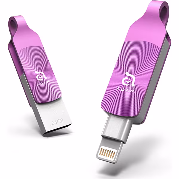 آدام المنتس فلش مموری لایتنینگ مدل iKlips DUO Plus ظرفیت 64 گیگابایت بنفش - Hiapple.ir