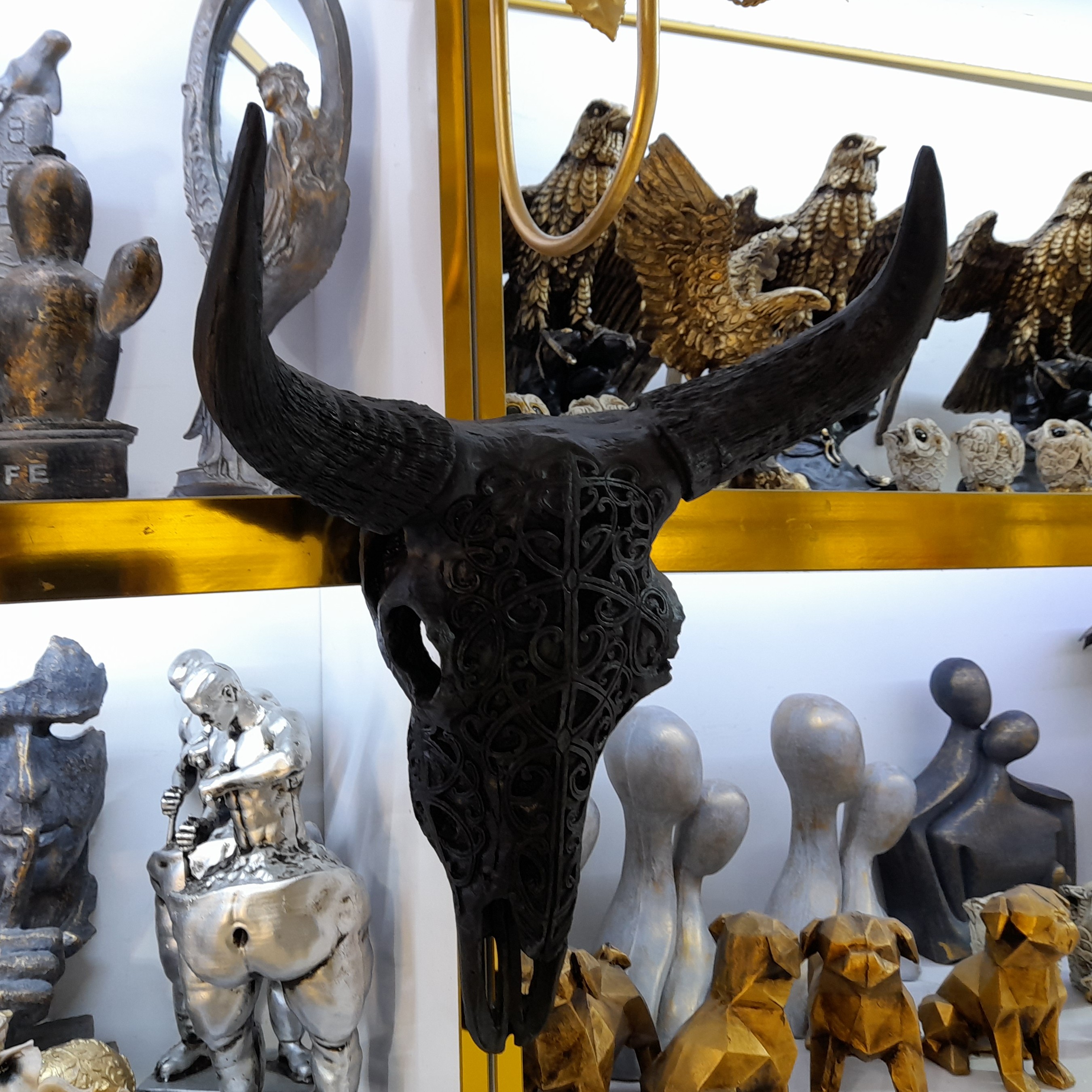 مجسمه دیواری طرح اسکلت گاو  ، کله گاو پلی استری ، مجسمه دیوارکوب مدرن کیفیت اصلی