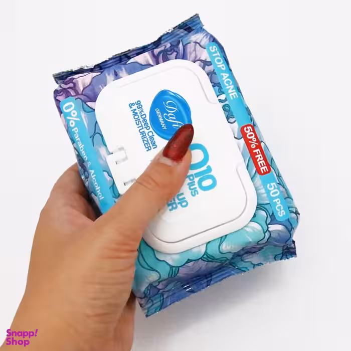 دستمال مرطوب پاک کننده آرایش دافی (Daffi) مدل Q10 طرح گل 3 50 عددی