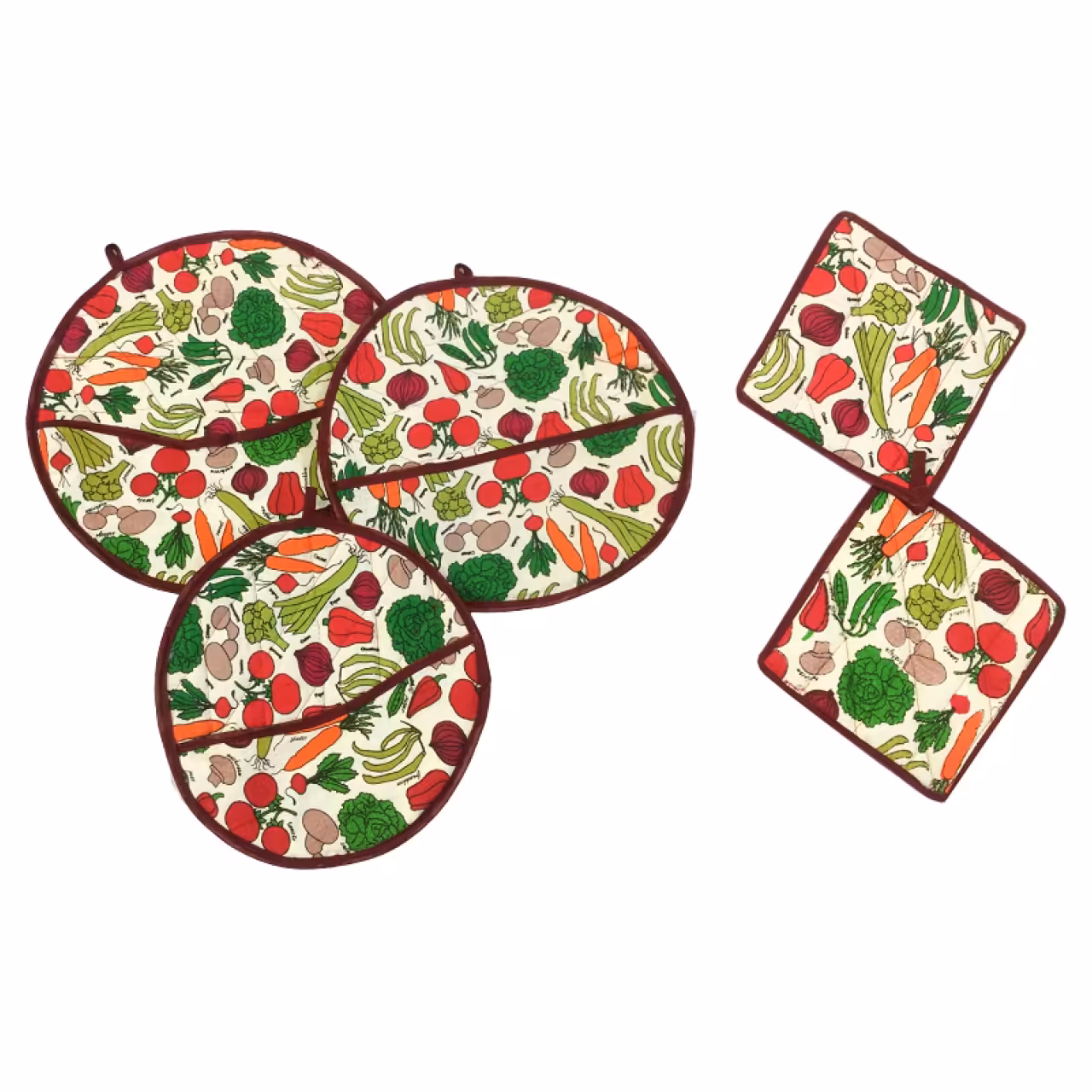 ست دم کنی و دستگیره مدل Happy vegan مجموعه 5 عددی