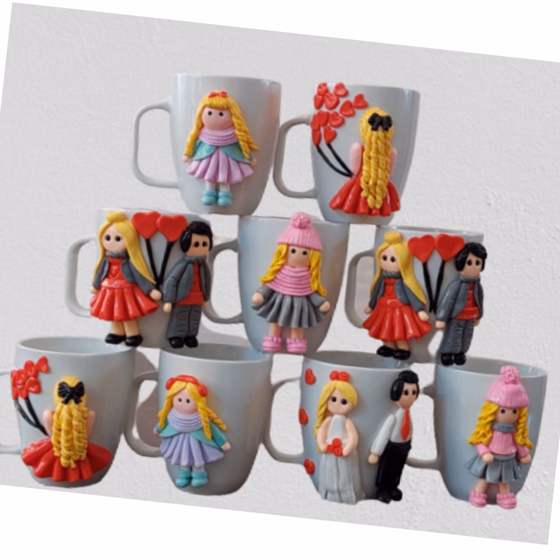 ماگ های تزیینی با خمیر چینی در رنگ های مختلف