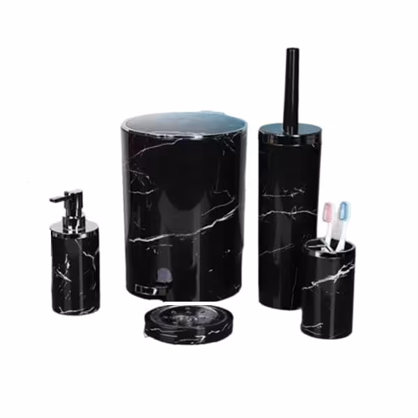 ست بهداشتی 5 پارچه ماربل (مشکی کروم) کنتراست