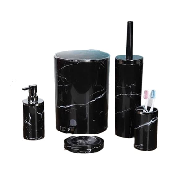 ست بهداشتی 5 پارچه ماربل (مشکی کروم) کنتراست