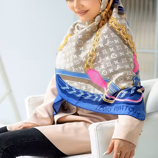 روسری کشمیر مارک دار طرح ال وی6 کد 376