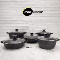 سرویس قابلمه  10 پارچه پن هوم مدل گرانیت (رنگ مشکی و پوست پیازی)