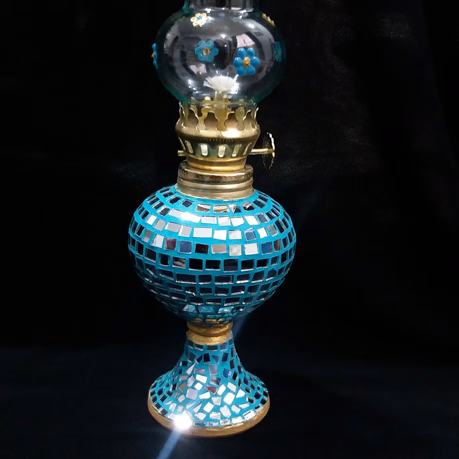 چراغ فیتیله ای آینه کاری منظم(سایز کوچک)- (پس کرایه)