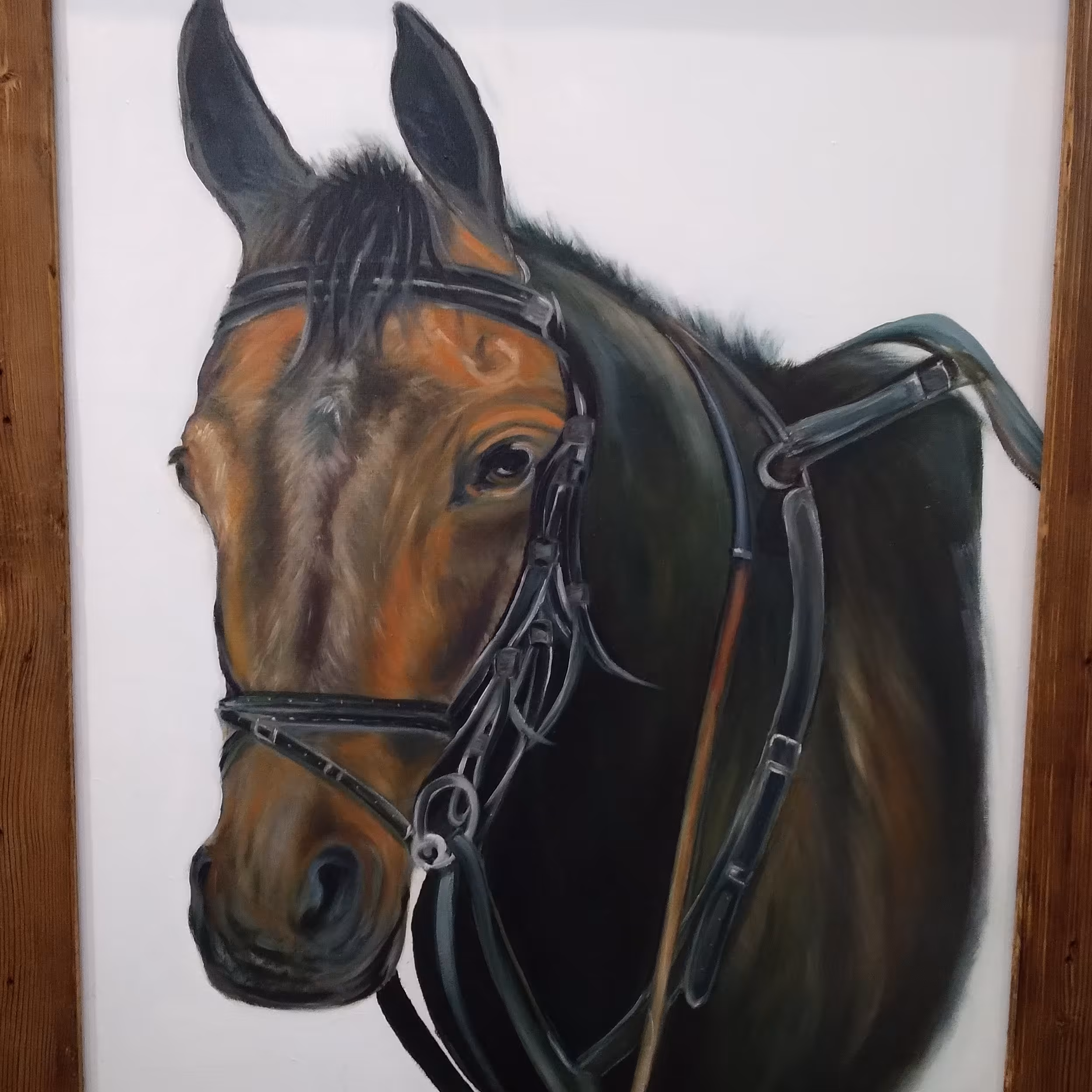 تابلونقاشی رنگ روغن  طرح  کله اسب بدون قاب درابعاد50در70 سانتیمتر