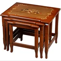 میز عسلی چوبی معرق مدل رویال کد 1100 مجموعه 3عددی  