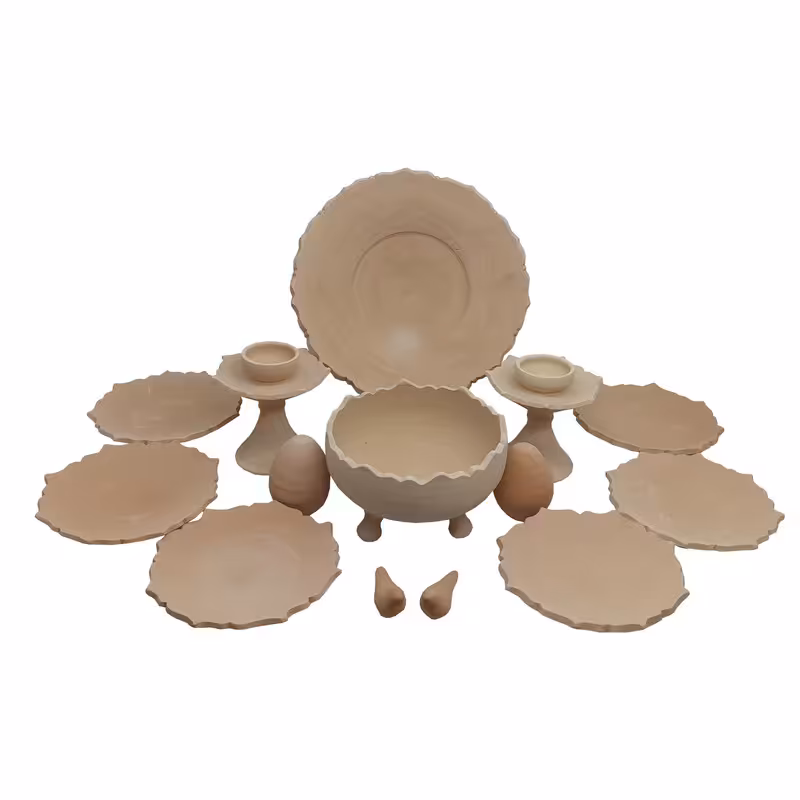  ست 14 تکه هفت سین سفالی خام مدل کمانی کد H1014 ( پس کرایه )