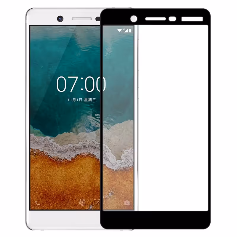 گلس محافظ صفحه نمایش شیشه ای فول چسب دور مشکی نوکیا Nokia 7
