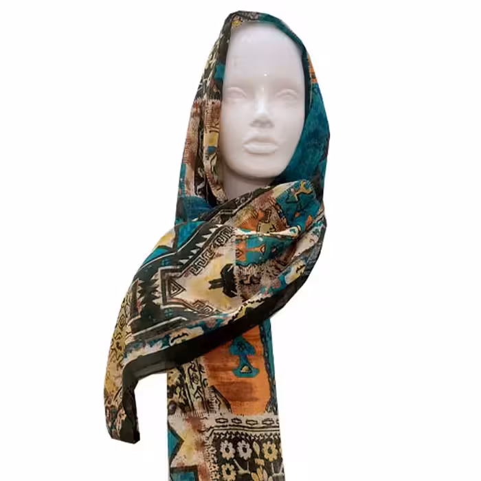 شال نخی شاد برند اچ پی اس hps سایز 175 در 72 مدل  H 18  حاشیه سبز تیره