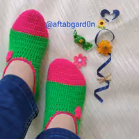 کفپوش زنانه دستبافت 2 رنگ سبز سرخابی گالری آفتابگردون