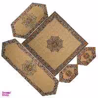 ست 5 تکه رومیزی ترمه عدل کشمیر طرح گل فرنگ g30