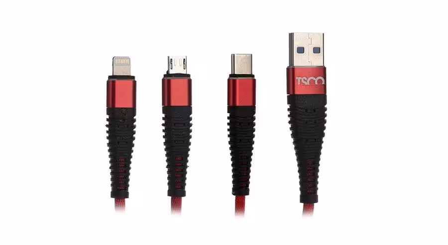 کابل تبدیل USB به لایتنینگ و microUSB و USB-C تسکو مدل TC-A33 طول 1.20 متر