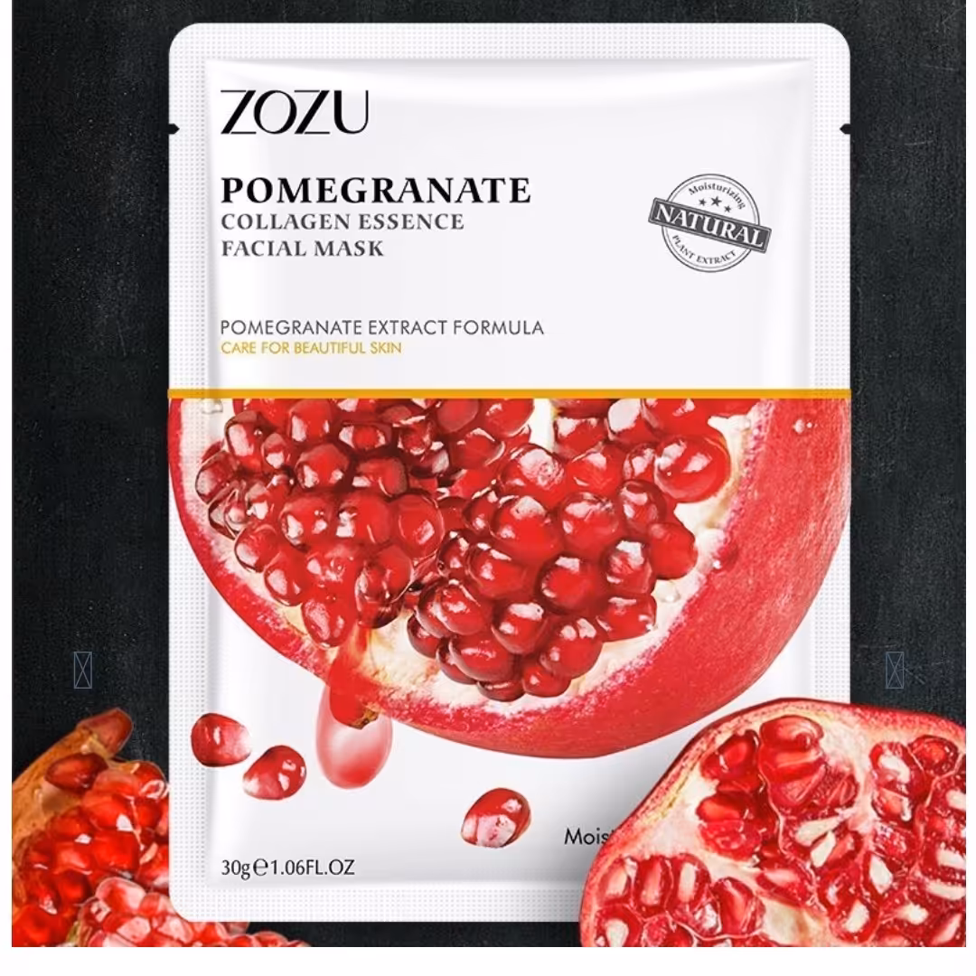 ماسک ورقه ای انار برند ZOZU بهبود بخش افتاب سوختگی و التهاب صورت 