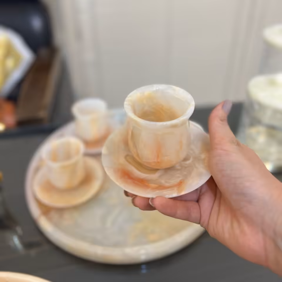 سرویس سنگی قهوه خوری فوق العاده سبک قابل سفارش با انواع رنگ سنگ