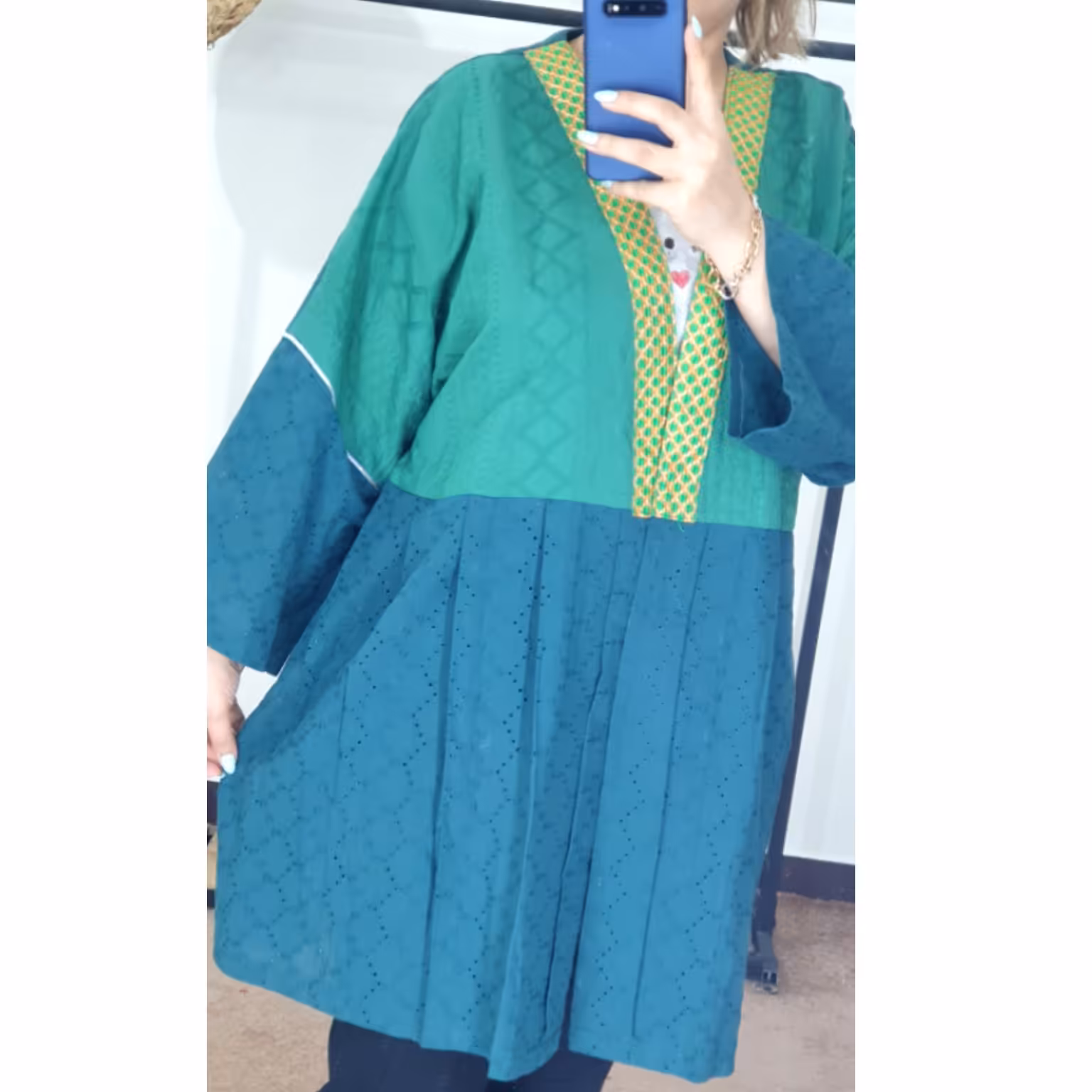 مانتو خامه دوزی رنگبندی جذاب   مانتو دخترانه سایز بزرگ