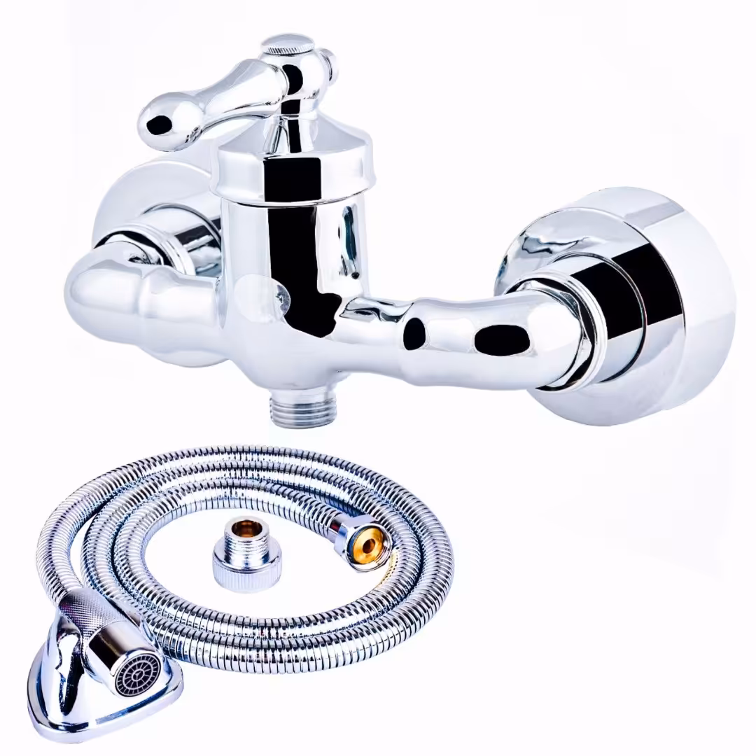 شیر سرویس بهداشتی شیرالات رز مدل ویکتوریا به همراه شلنگ سرویس بهداشتی کروم