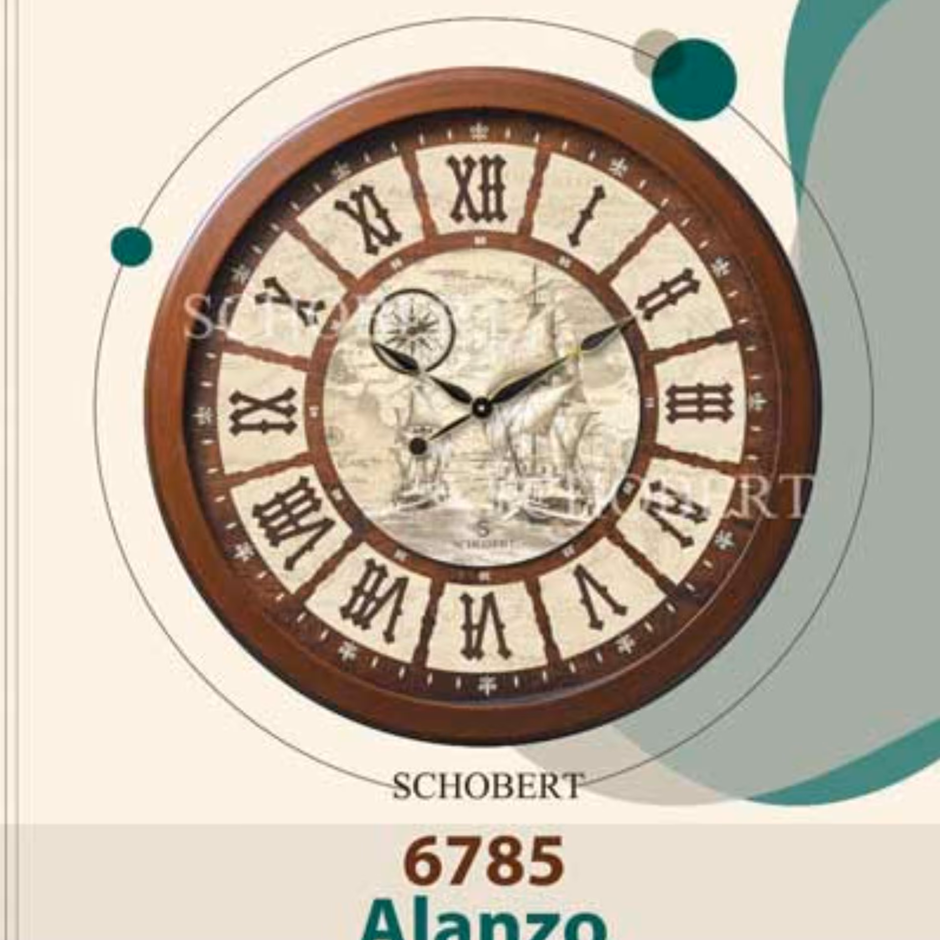 ساعت دیواری چوبی شوبرت کد 6785 اندازه 75سانت