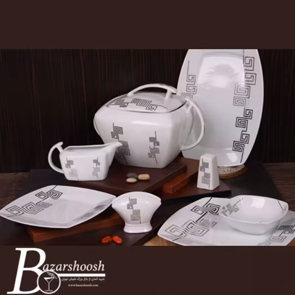 سرویس چینی غذاخوری 107پارچه تقدیس طرح لیزا 12نفره کوئین